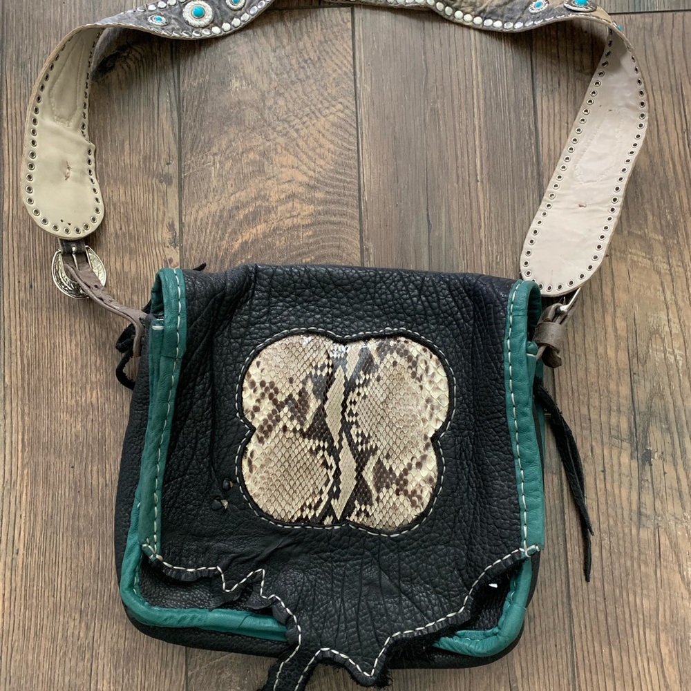 Genuine leather and snakeskin purse/sling